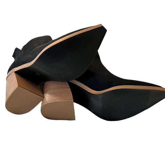 Black Suede Block Heel Ankle Boots - Women's Size 5.5 New - Picture 5 of 5